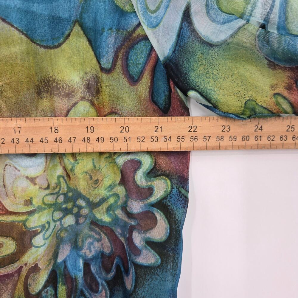 Chicos Womens Dopamine Maximalist Floral Silk Sheer Open Front Topper Jacket L - Picture 9 of 10